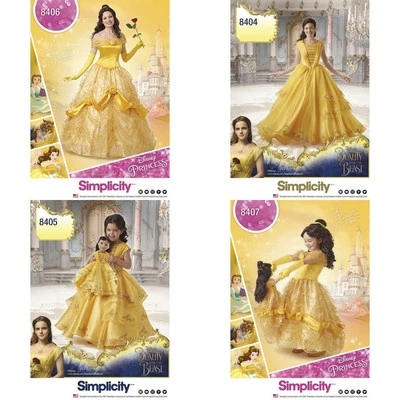 Disney Princess Costume Belle Beauty and the Beast Simplicity Pattern UPIC 8405 - Image 1 of 2