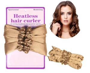Heatless Curling Headband Hair Accessory for Overnight Curls Khaki Satin - Picture 1 of 6