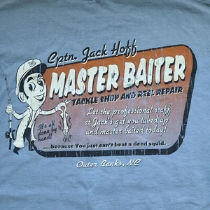 Graphic T-Shirt Master Baiter Tackle Shop 2XL Mens Outer Banks NC Souvenir Fish - Picture 1 of 7