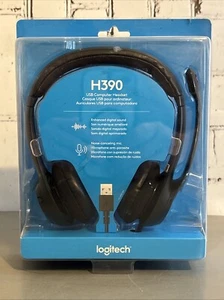 Logitech H390 USB Wired Computer Headset Noise Canceling Microphone Black - Picture 1 of 5