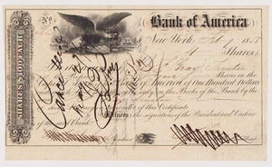 Certificado de acciones de Bank of America 1858 - Imagen 1 de 1