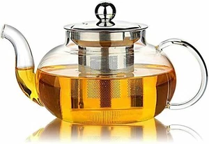 Glass Teapot Tea Infuser With Stainless Steel Infuser & Lid Loose Leaf Filter - Picture 1 of 15