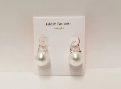 Alicia Bonnie "Blanche" 14k White Gold Plated Faux Pearl Earrings - Image 1 of 4