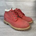Timberland Boots Womens Red UK Size 5 Ankle Combat Lace Up Nubuck Shoes
