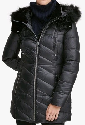 Casacos Mark New York Parkas sólidos com capuz removível pele sintética novo sem etiquetas tamanho: 1X - Imagem 1 de 4