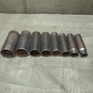 Vtg Snap-on Deep Socket Lot of 8 SAE 1/2”-1 1/1/8” S-Series 12 Point 1/2” Drive - Bild 1 von 8