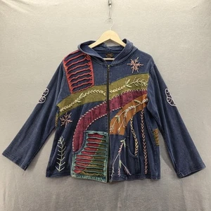 Rising International Boho Hippie Embroidered Full Zip Hoodie Jacket Plus 2XL XXL - Picture 1 of 16