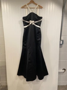 Vestido Formal De Colección Jessica McClintock Gunne Sax Talla 13/14 Negro Satinado Negro Corbata - Imagen 1 de 12