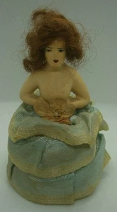 Antike Teepuppe / Halbpuppe / Half Doll / Nadelkissem; 12 cm - Bild 1 von 7