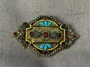 Vintage Art Arthur Pepper Faux Turquoise ~ Brooch - Picture 1 of 9