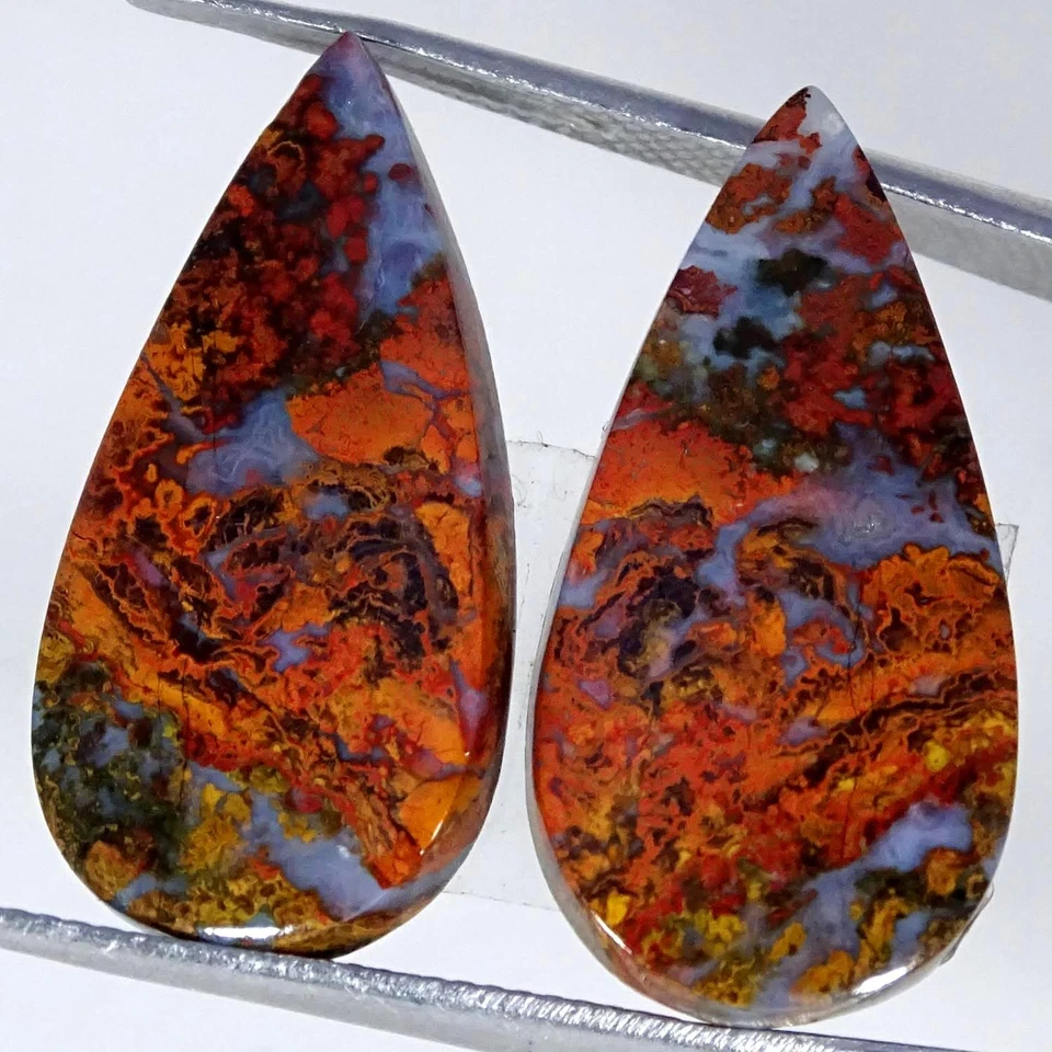 Par de piedras preciosas cabujón pera ágata húngara 100 % natural 17,00 quilates 12X21X3 mm Foto 1 de 4