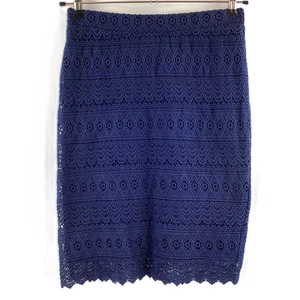 Joules Navy Thick Lace Pure Cotton Pencil Skirt UK 8 - Picture 1 of 6