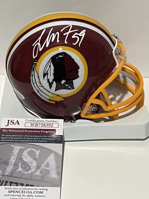 LONDON FLETCHER Signed Autograph Washington Redskins Throwback Mini Helmet JSA - Image 1 of 3
