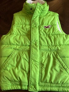 Hollister Men’s Women’s Neon Green Sherpa Vintage Puffer Puffy Vest Medium M Y2K - Bild 1 von 8