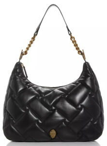 KURT GEIGER LONDON Large Kensington Soft Leather Hobo Convertible Black Bag 