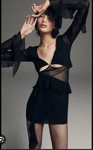 🤍 BEC & BRIDGE 🤍 Aurelie Frill Long Sleeve Mini Dress Size 6 Rrp $420 - Picture 1 of 10