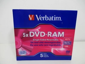 Verbatim DVD-RAM 4.7gb 5x Speed - 5 disc Pack - New Sealed Hard Coat - Picture 1 of 6