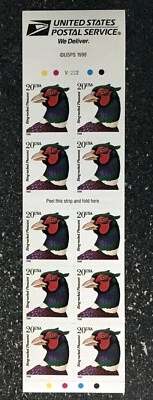 1998USA 20c #3050a Ring-necked Pheasant - Booklet of 10  Mint (#V2222) - Image 1 of 2