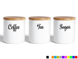 COFFEE TEA SUGAR JAR LABELS KITCHEN DECALS ADHESIVE CANISTERS STICKERS