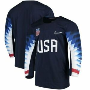 Nike Team Usa Hockey Jersey Shirt (Mens Size M) Olympics P34235 41S Navy Blue