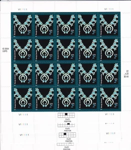 Navajo Jewelry Pane 20 x 2 Cent US Postage stamps MINH United States Postage - Bild 1 von 1