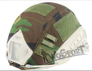 Cubierta de casco de caza militar táctica para casco rápido OpsCore BJ/PJ/MH Woodland - Imagen 1 de 2