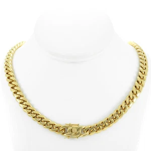 Mens 6mm-18mm 18K Gold Plated Close Tight Miami Triple Box Lock 24'' Cuban Chain - Picture 1 of 19