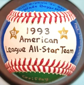 HAND PAINTED BASEBALL 1993 AMERICAN LEAGUE ALL-STAR TEAM GRIFFEY PUCKETT RIPKEN+ - Picture 1 of 9