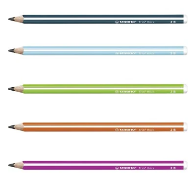 STABILO Trio Dick Einfach Griff Stifte - 2B - 5 Zylinder Farben - Graphit Kabel - Bild 1 von 3