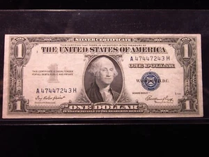 USA 1 $ 1935 E A47447243H # SILBER Zertifikat BLUE Seal Washington Dollar Geld - Bild 1 von 3