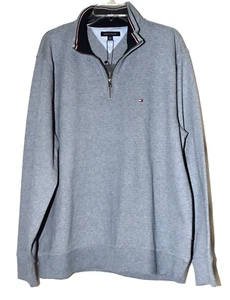 Tommy Hilfiger Blue and Black Neck Liner Mens Quarter Zip Sweatshirt Size XL NWT - Picture 1 of 12