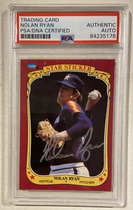 1986 Fleer Star Sticker Nolan Ryan HOF Signed Baseball Card PSA/DNA Certified - Picture 1 of 3