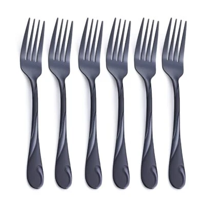 Black Salad Fork Set 6.9-inch Stainless Steel Shiny Black Metal Dessert Fork ... - Image 1 of 4