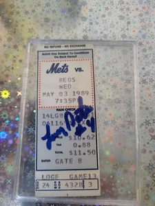 Lenny Dykstra Signed Ticket Stub - May, 3rd 1989 Mets Vs Reds - Dykstra HOME RUN - Picture 1 of 2