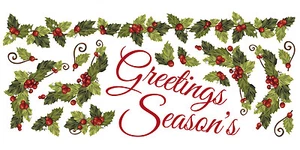 SEASONS GREETINGS IVY WALL DECALS Christmas Stickers Holiday Decorations - Picture 1 of 2