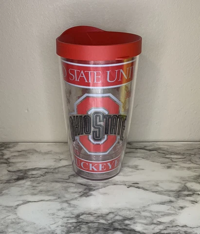Ohio State University Buckeyes Tervis Tumbler Travel Cup with Red Top 16oz Drink Cover