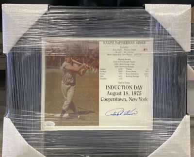 RALPH KINER SIGNED 8X10 PHOTO FRAMED HOF INDUCTION JSA COA CERT PIRATES - Image 1 of 2