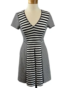 Banana Republic Women's Black White Striped Sheath Short Sleeve Dress Size 4 - Picture 1 of 21