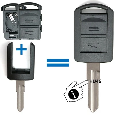 für Opel Corsa C Meriva A Combo Tigra Funk Schlüssel Ersatz Gehäuse Rohling HU46