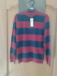 Boys Long Sleeve Jersey Blue And Red Top Age 7-8, 100% Cotton - Picture 1 of 2
