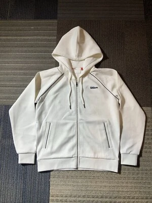Sudadera con capucha Wilson para mujer talla grande blanca con cremallera rendimiento deportivo Foto 1 de 4