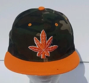 Marijuana Leaf Hat Camo Orange Design New League Baseball Cap Snapback Detailed - Picture 1 of 12