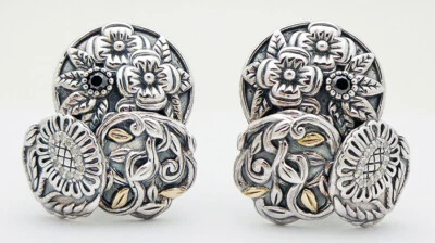 Pendientes de clip Estate Dweck Diamantes Elíseo en plata de ley y oro de 14 k Foto 1 de 4