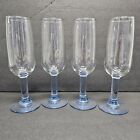Champagne Flute Glasses Set Of 4 Ice Blue Stem 7.25" Tall