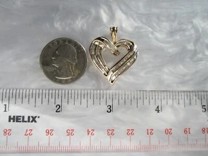 VINTAGE KOMPLETT GEPUNZT 10K MASSIV GOLD ECHT NATÜRLICH BAGUETTE DIAMANT ANHÄNGER - Bild 1 von 13