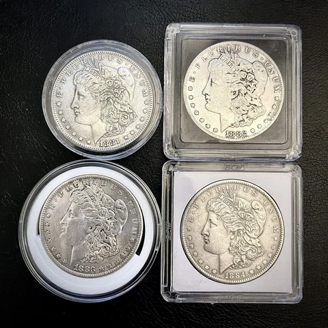 1881-P, 1882-P, 1883-O, 1884-O Morgan Silver Dollar - 4 KEY DATE - AU/BU PL Cover