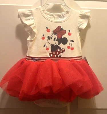 Disney Store Vestido Tutú Minnie Mouse con Falda de Tul Rojo Talla 12-18 Meses Foto 1 de 3