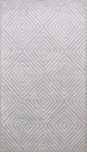 Modern Trellis Gray Wool/ Silk Oriental Area Rug Hand-tufted Diamond Carpet 5x8 - Picture 1 of 9