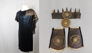 Roman Sun Warrior Halloween Costume Tunic Headpiece Gauntlets Pin - Medium #2342 - Picture 1 of 12
