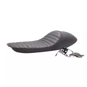 Black Vintage Ribbed Hump Long Seat For Cafe Racer Tracker Saddle Universal - Picture 1 of 6